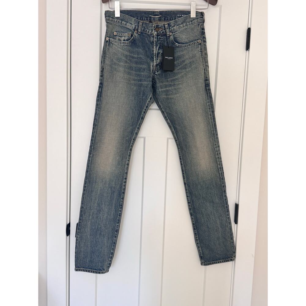 Saint Laurent Men's Slim Fit Denim Jeans - Sandy Blue / 597052Y502V4781